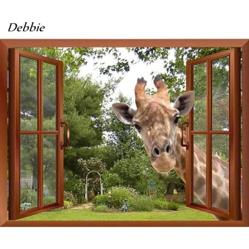 DIY Diamond Painting 5D Window Giraffe Full Square/Round Drill Diamond Embroidery Animal Mosaic Garden Home Decor Kits