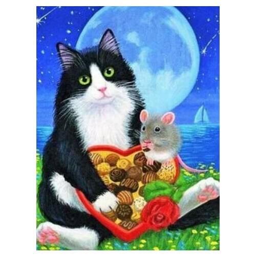 5D DIY Diamond Paintings Full Round AB Animals Cat Mosaic Landscape Kits Embroidery Stickers Decoration diamond paint Home Decor