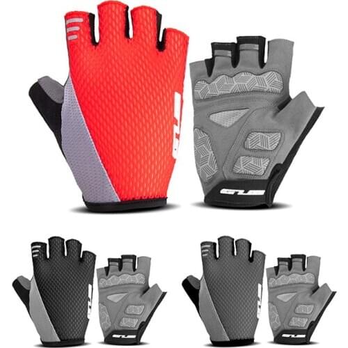 Shock Cycling Gloves Breathable Mesh Lycra Breathable Half Finger Short Finge Gloves Anti Slip Sport Gloves for Men Women Gender