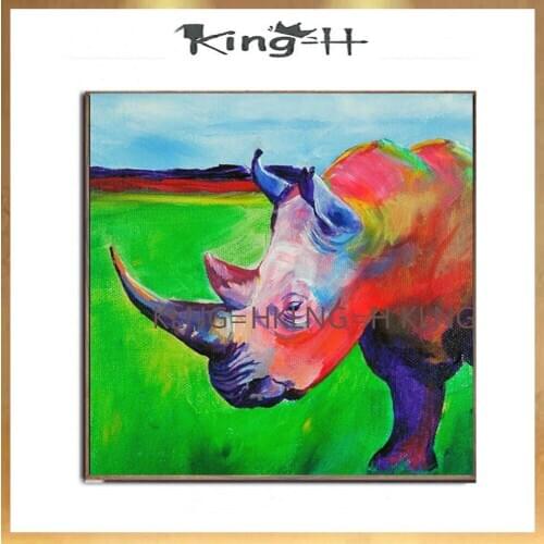 Free Shipping Big Size 100% Handmade High Quality Abstract Rhino Oil Painting Pictures for Home Decor Nice No Framed