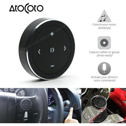 Wireless Bluetooth Media Button Remote Selfie Control Start Siri Car Motorcycle Steering Wheel Music for iPhone Android iOS