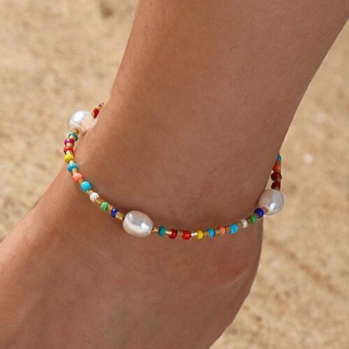 Yobest bohemian colorful beads Pearl Pendant Anklet Female Anklets Chain Ankle Bracelets for Women Beach Jewelry