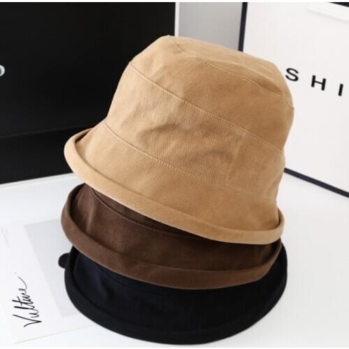 Women Solid Spring Bucket Hat Bucket Cap Hip Hop Hat Fisherman Hat Lady Caps