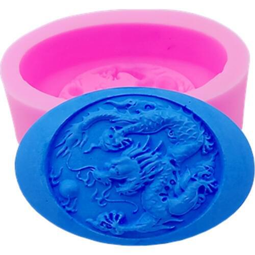 Chinese Dragon DIY Soap Mold 3D Oval Silicone Molds Forms for Handmade Soap Decorating Gypsum Resin Crafts Mould