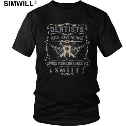 Retro Dentist T Shirt Men Novelty Short Sleeve Pure Cotton Crew Neck Tooth Dental Hygienist T-shirt Streetwear Tees Top Clothing