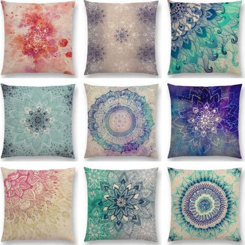 Hot Sale Awakening Gorgeous Flowers Leaf Color Fade Inspire Imagine Dream Free Spirit Floral Mandalas Prints Cushion Sofa Pillow