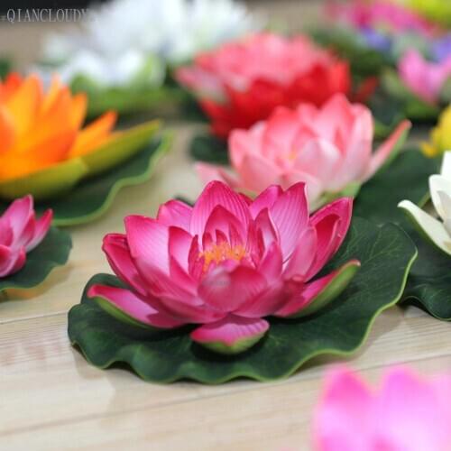 Artificial fake Simulation Lotus Leaves flowers Heads Water pond Garden home Lily Floating Fish Tank Pond Wedding C70