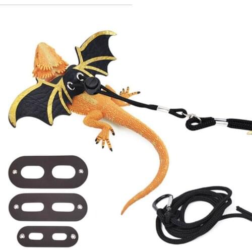 M17D Adjustable Bearded Dragon Harness Leash Leather, 3 Pack (Different Size S, M, L) Reptile Lizard Leash with Cool for