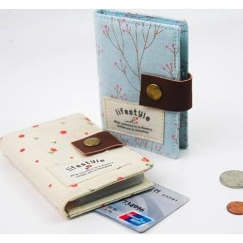 2020 Creative Women Canvas ID Credit Card Holder Bagt Women Travel ID Bank Credit Card Holder Hasp Business Card wallet