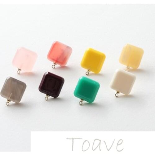 Square resin silver needle diy earrings earrings hand-made material accessories