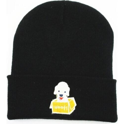 LDSLYJR Stray dog animals embroidery Thicken knitted hat winter warm hat Skullies cap beanie hat for men and women 166