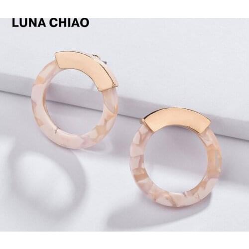 LUNA CHIAO New Arrival Women Girls Fashion Jewelry Round Acrylic Lucite Circle Stud Earrings