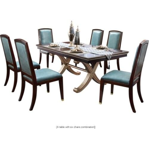 Furniture dining table with household solid wood dining tables and chairs combined with retractable dining table
