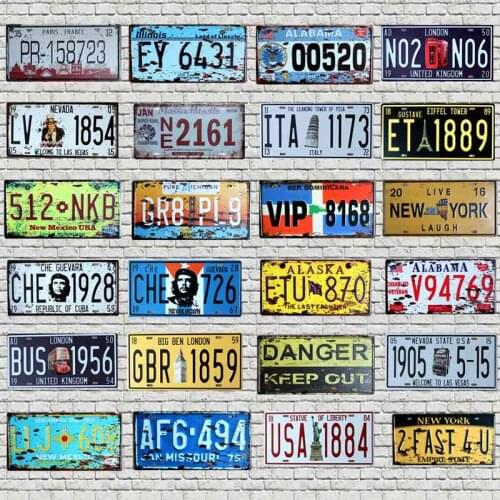 City Number Metal Plates Shabby Chic Tin Sign Wall Art Decor Iron Paintings Bar Pub Garage Coffee Home Art Vintage Decor