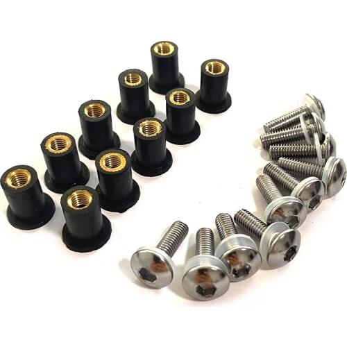 Motorcycle Windscreens & Wind Deflectors 10pcs M5x15mm Screws Black M5 Rubber Nuts Neoprene Set 5mm