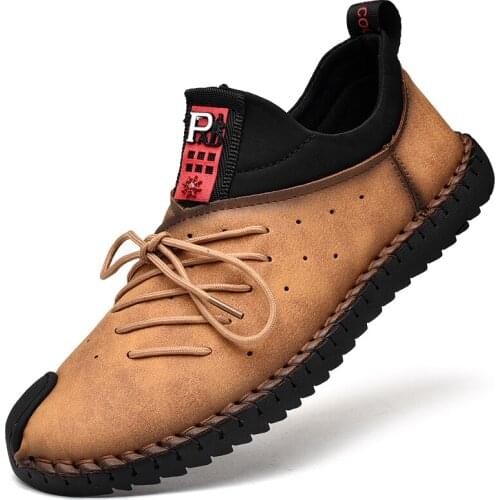 Mens Shoes High Quality Leather Mens Casual Shoes Outdoor Non-slip Mens Moccasins Comfortable Breathable Mans Footwear