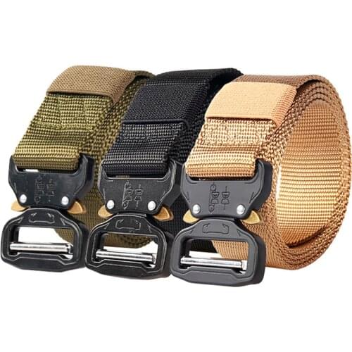 Men Outdoor Multifunctional Tactical Belts Nylon Military Waist Belt with Metal Buckle Adjustable Heavy Duty Training Waist Belt