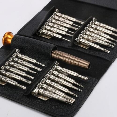 25pcs/lot Portable Wallet Screwdriver Set New Cell Phone Computer Watch Glasses Bag Set Phone Repair Tools Set Of Hexagons