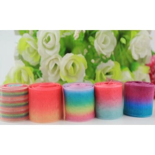 New 1.5'' 38mm Custom rainbow double side Gradient organza ribbon DIY handmade materials gift wrap 50 yards