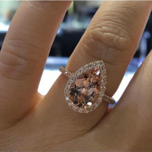New Hot Sale Cross-Border Hot Accessories Womens Jewelry Birthday Gift Champagne Rhinestone Ring