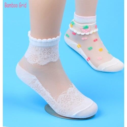 Summer New Arrival Girls Socks Mesh Style Socks For Girls With Trendy Elastic Lace Flowers 5 Pairs/Lot Children Socks