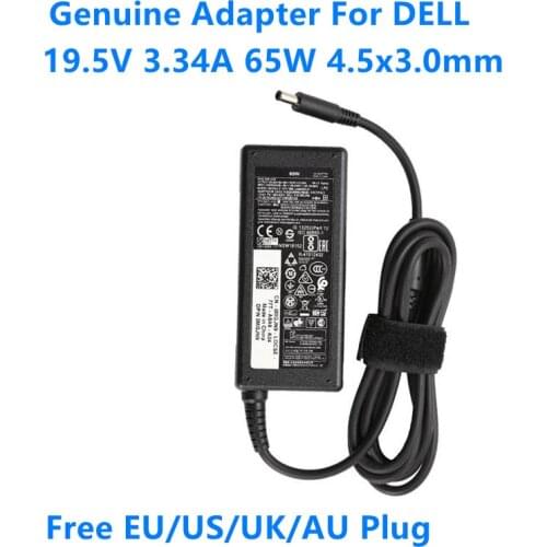 Genuine 19.5V 3.34A 65W 4.5x3.0mm AC Power Adapter For Dell Inspiron 3551 3558 5455 5459 5565 XPS 11 12 9343 9350 Laptop Charger