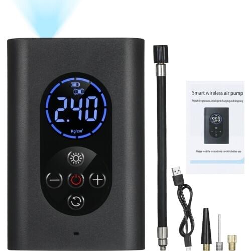 Tire Inflator Portable Air Compressor 150PSI Electric Air Pump with Pressure Gauge LED Light 4000mAh USB Rechargeable Power Bank