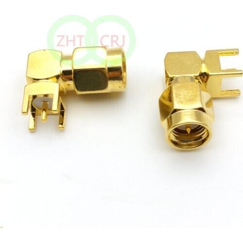 Gold plated SMA Plug male right angle thru hole PCB Mount RF Coax adapter Selling