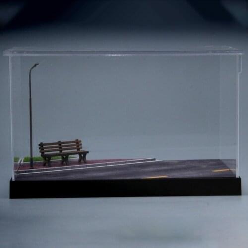 Clear Acrylic Display Case Showcase Parking Lot Storage Show Box Wood Base for 1:32 Scale Car Model Display Home Table Decor