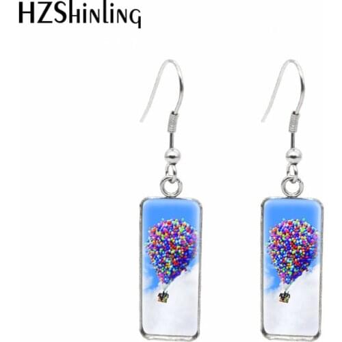 Disney up Paintings Rectangular Hook Dangle Drop Earrings Fashion Jewelry for girls