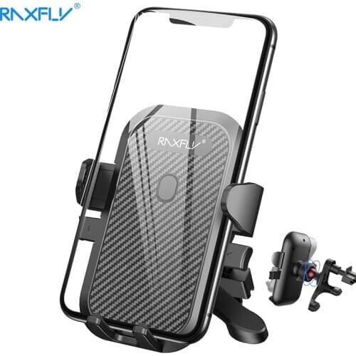 RAXFLY Firm Stable Gravity Car Stand Holder For Phone in Car 7.3“ Inch Carbon Fiber Air Vent Mount Bracket Mobile Phone Holder