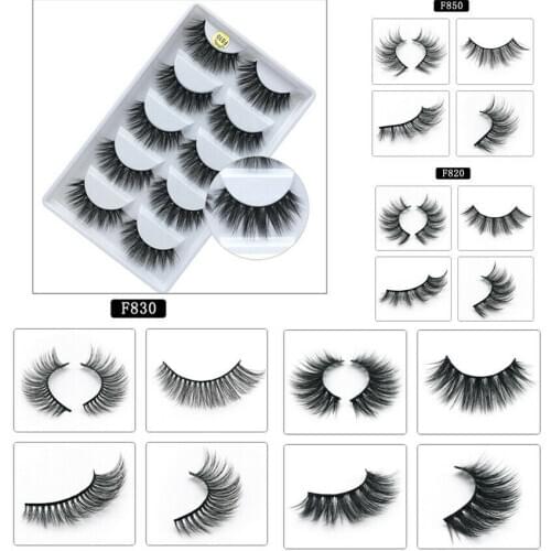 5 Pairs Handmade 100% Real Mink 3D False Eyelashes Cross Thick Long Eye Lashes atural Thick Long False Eyelashes Dramatic Fake