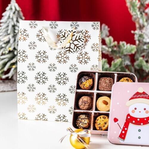 Christmas Box Decoration Packaging Apple Candy Biscuit Gift Hot Stamping Retro Kraft Paper Tote Bag
