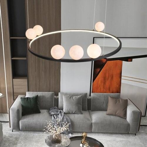 Creative Circle Pendant Lamp For Dinning Room Nordic Brief LED Pendant Lights With 3D Ball Home Indoor Lighting Fixture