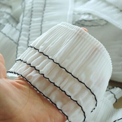 1M High Quality Chiffon Trim Lace Fabric Width 10cm Lace Ribbon Curtain Trimmings Collar Guipure Sewing Clothing encajes QZ16