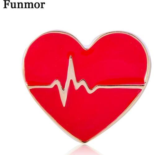 Funmor Lovely Heart Enamel Pins Alloy Brooches For Women Girls Collar Dress Shirt Decoration Jewelry Prom Accessories Presents