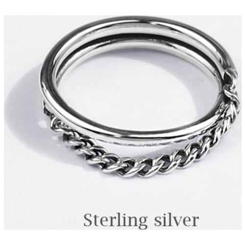 Season Gate 925 Sterling Silver Simple Retro Creative Geometric Wave Weaving Chain Adjustable Size Open Ring SR119