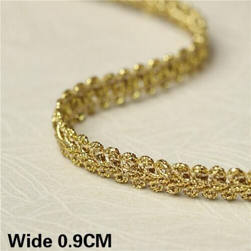 0.9CM Wide Glitter Gold Silver Braided Lace Patchwork Ribbon Hand-sewn Fabric Garment Curtain Edge Trimming Material DIY Sewing