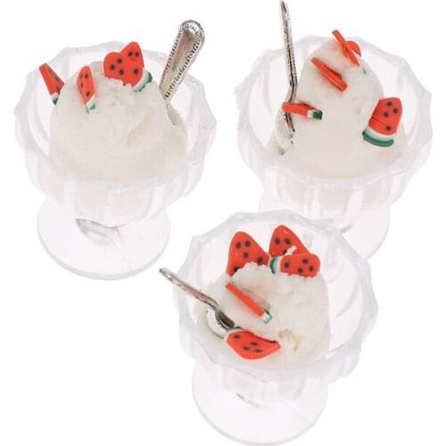 1pcs 1:12 Dollhouse Miniature Mini Ice Cream Cups Model Pretend Play Food Accessorie Miniature Food Play