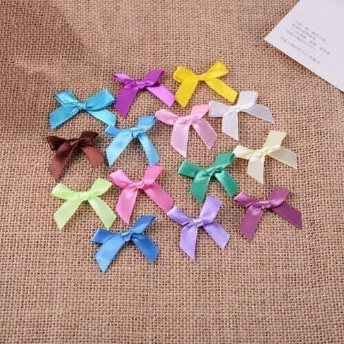 100Pcs 4cm Mixed Color Handmade Satin Ribbon Bowknot DIY Craft Supplie Wedding Party Decor Sewing Headwear Accessories Appliques