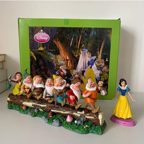 15PCS/lot 8cm Disney original box of snow white and seven dwarfs hand-made toys childrens gifts enamel doll model ornaments