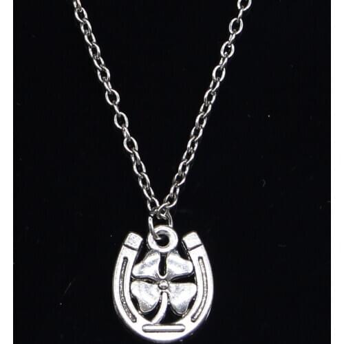 20pcs New Fashion Necklace 18x15mm horseshoe lucky clover Pendants Short Long Women Men Colar Gift Jewelry Choker