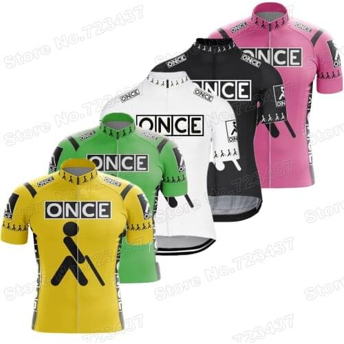 2021 ONCE Cycling Jersey Retro Cycling Clothing Pink Yellow White Black Green Race Road Bike Shirts Bicycle Tops MTB Maillot