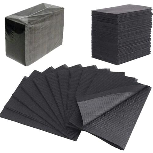 50/125/250pcs Black Premium Waterproof Tattoo Bibs Tattoo Table Covers Clean Wipes Pad Patient Bibs Tray Covers for Tattoo