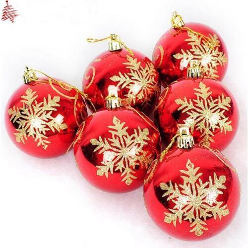 6pcs 8cm Red Round Snowflake Ball Pendant For Christmas Party Holiday Tree Venue Hanging Decoration Hot