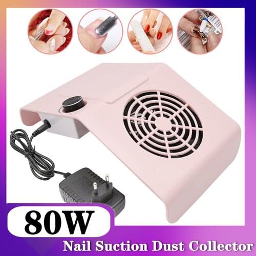 80W Powerful Vacuum Cleaner Manicure Hood Machine Nail Dust Suction Collector Tool Cleaner Multifunctional Remover