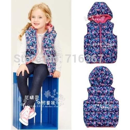 Free Shipping- girl spring/autumn waistcoat floral vests, children fleece lined gilets, baby floral vest(MOQ: 1pc)