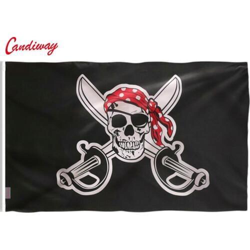 90 x 150cm Huge Skull red scarf Jolly Roger Pirate Flags With Grommets Decoration bandeira skull bones pirate flag NN119