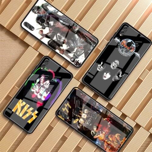 Kiss Band Luxury Tempered Glass Phone Case Cover For Huawei P20 P30 P40 Lite PRO Mate 20 30 Lite Pro