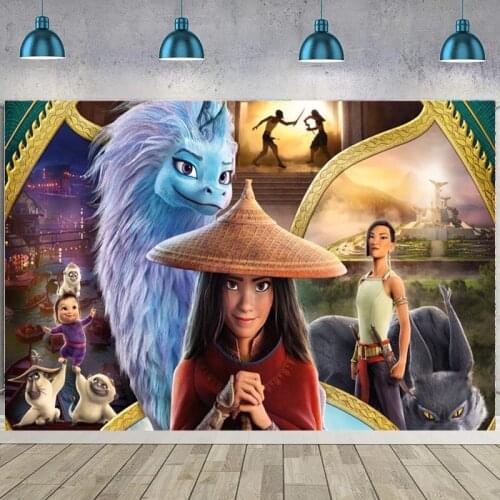 Raya And The Last Dragon Backdrops Baby Shower Kids Birthday Party Custom Photo Background Photocall Prop Decoration Banner